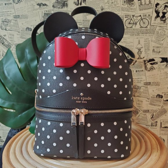 Kate Spade disney x kate spade new york minnie dome backpack Polka Dot Leather - Picture 1 of 7
